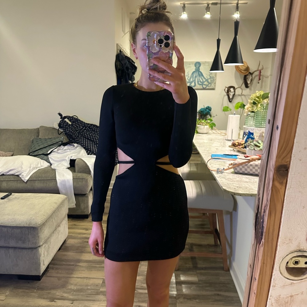 Cynthia Rowley Black Long Sleeve Bodycon Dress